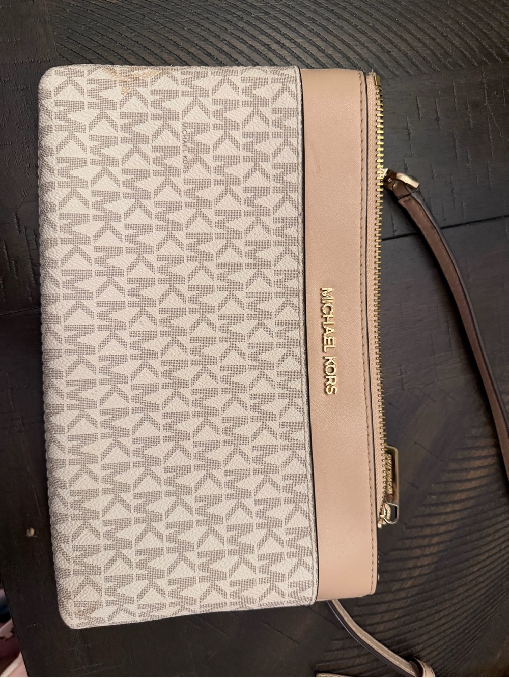 Michael Kors Blush Logo Zip Wristlet Clutch